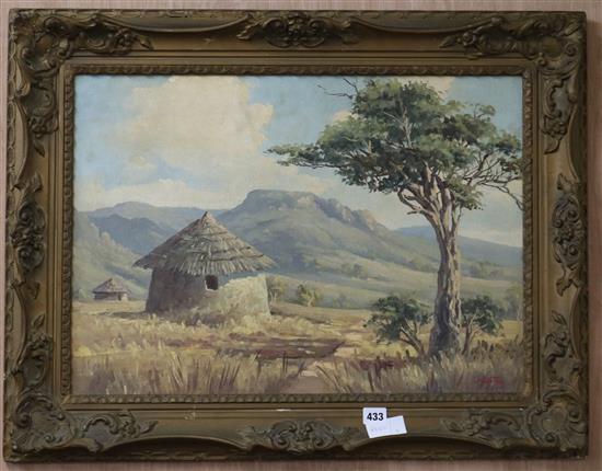 G. Catty, oil on canvas board, A View near Bizana Pondoland, South Africa, signed, 43 x 60cm